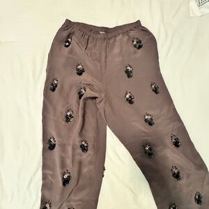 NWOT Massimo Dutti Brown Embellished Pants